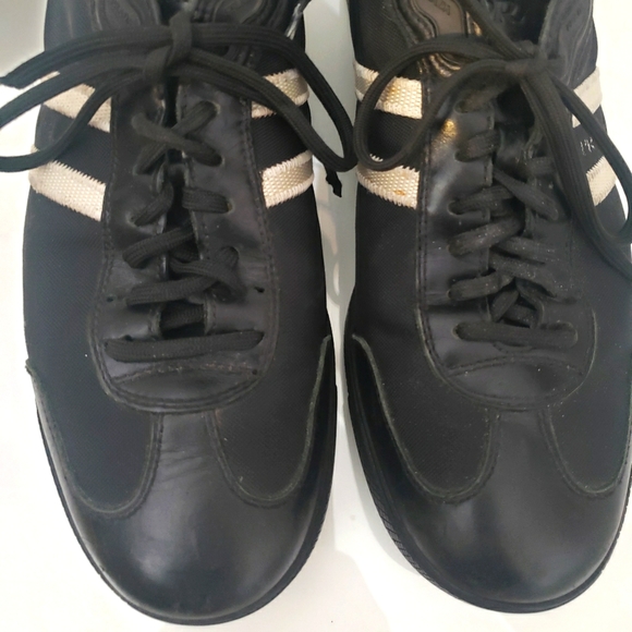 Prada Leather Canvas Nylon Black White Stripes Unisex Size 7 Size 4E - Picture 4 of 12